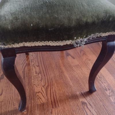 Antique Dark Walnut French Style Sitting Chair with Upholstered Seat