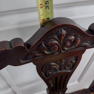 Antique Dark Walnut French Style Sitting Chair with Upholstered Seat