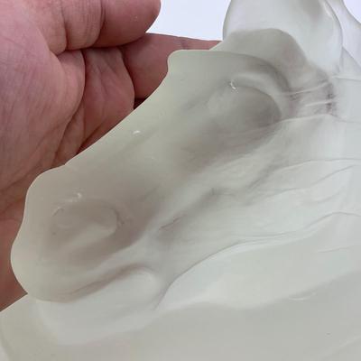 -294- COLLECTIBLE | Frosted Glass Horsehead Bookend