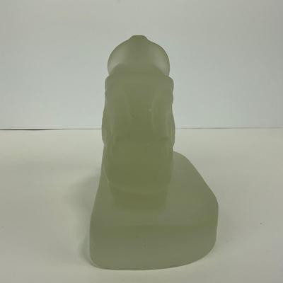 -294- COLLECTIBLE | Frosted Glass Horsehead Bookend