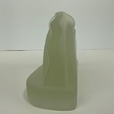-294- COLLECTIBLE | Frosted Glass Horsehead Bookend