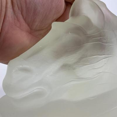 -294- COLLECTIBLE | Frosted Glass Horsehead Bookend
