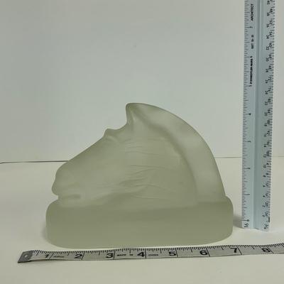 -294- COLLECTIBLE | Frosted Glass Horsehead Bookend