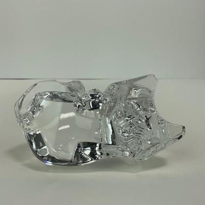 -295- BACCARAT | Clear Glass Horse Laying Down Figure | Signed & Marked
