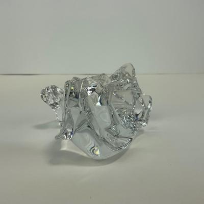 -295- BACCARAT | Clear Glass Horse Laying Down Figure | Signed & Marked