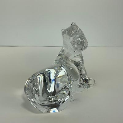 -295- BACCARAT | Clear Glass Horse Laying Down Figure | Signed & Marked