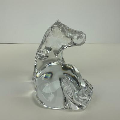 -295- BACCARAT | Clear Glass Horse Laying Down Figure | Signed & Marked