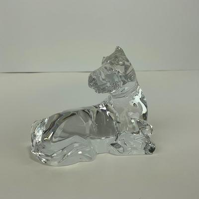 -295- BACCARAT | Clear Glass Horse Laying Down Figure | Signed & Marked