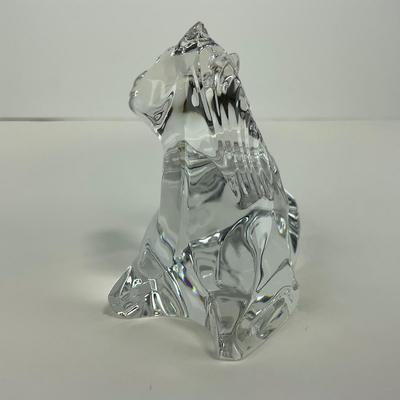 -295- BACCARAT | Clear Glass Horse Laying Down Figure | Signed & Marked