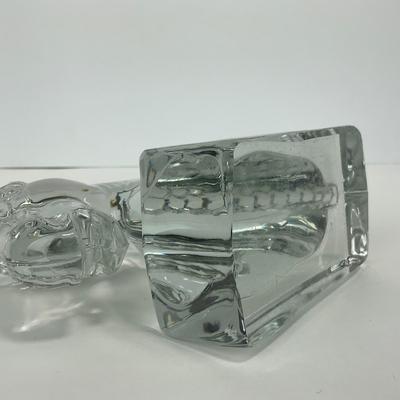 -297- HIESEY | Clear Glass Horse Head Bookend Figure