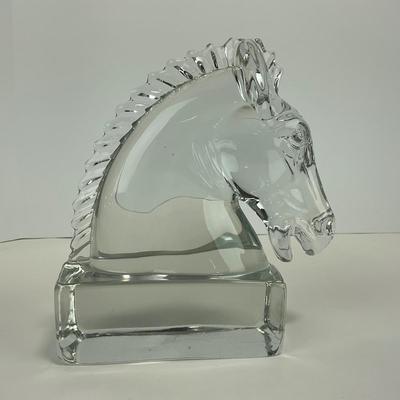-297- HIESEY | Clear Glass Horse Head Bookend Figure
