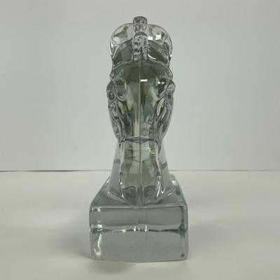 -297- HIESEY | Clear Glass Horse Head Bookend Figure