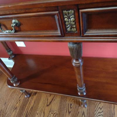 Butler Masterpiece Double Drawer Mixed Wood Sofa Table Console