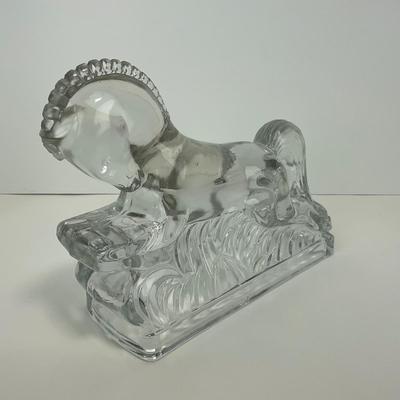 -298- LE SMITH | Clear Glass Running Stallion Bookend Figure