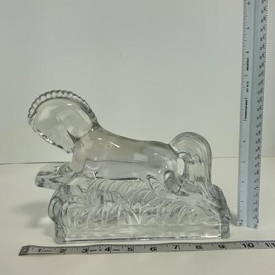 -298- LE SMITH | Clear Glass Running Stallion Bookend Figure