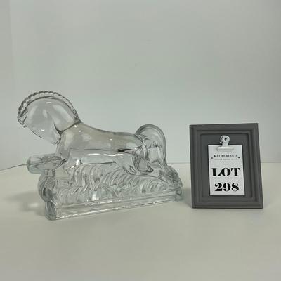 -298- LE SMITH | Clear Glass Running Stallion Bookend Figure
