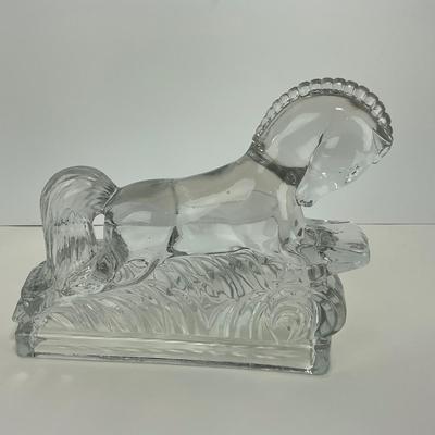 -298- LE SMITH | Clear Glass Running Stallion Bookend Figure