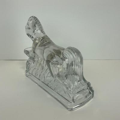 -298- LE SMITH | Clear Glass Running Stallion Bookend Figure