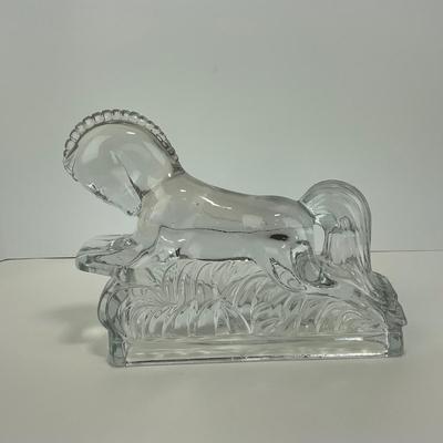 -298- LE SMITH | Clear Glass Running Stallion Bookend Figure
