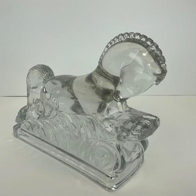 -298- LE SMITH | Clear Glass Running Stallion Bookend Figure