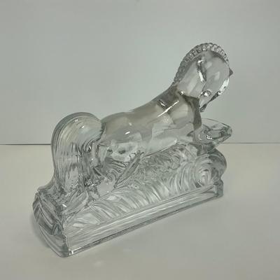 -298- LE SMITH | Clear Glass Running Stallion Bookend Figure