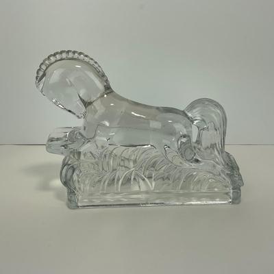 -298- LE SMITH | Clear Glass Running Stallion Bookend Figure