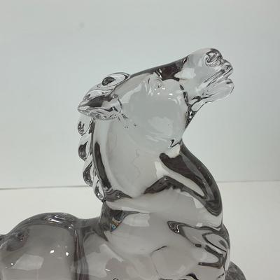 -299- NEW MARTINSVILLE | Clear Glass Horse Bookend