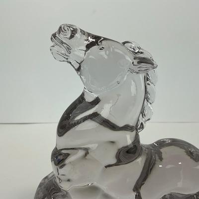 -299- NEW MARTINSVILLE | Clear Glass Horse Bookend