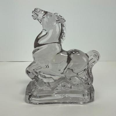 -299- NEW MARTINSVILLE | Clear Glass Horse Bookend
