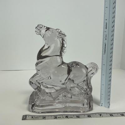 -299- NEW MARTINSVILLE | Clear Glass Horse Bookend