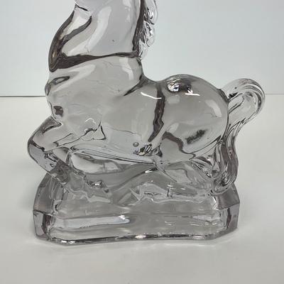 -299- NEW MARTINSVILLE | Clear Glass Horse Bookend