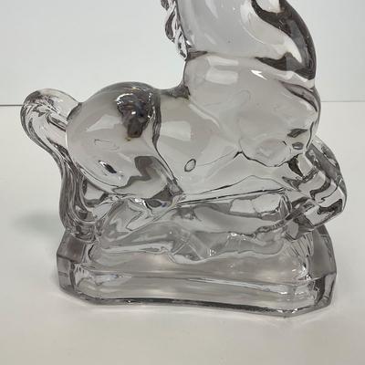 -299- NEW MARTINSVILLE | Clear Glass Horse Bookend