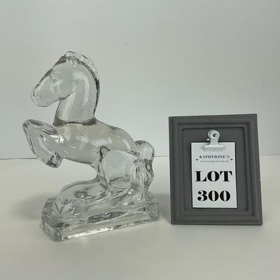 -300- LE SMITH | Clear Glass Horse Bookend Figure