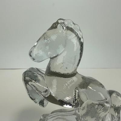 -300- LE SMITH | Clear Glass Horse Bookend Figure