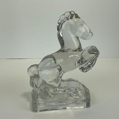 -300- LE SMITH | Clear Glass Horse Bookend Figure