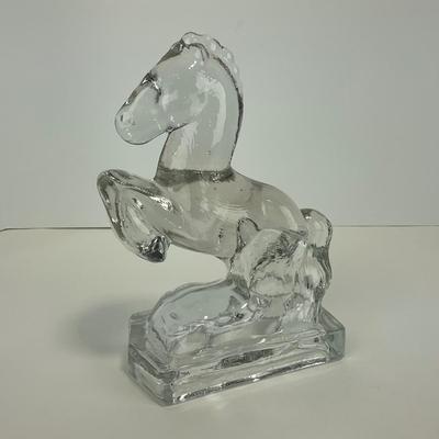 -300- LE SMITH | Clear Glass Horse Bookend Figure