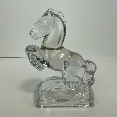 -300- LE SMITH | Clear Glass Horse Bookend Figure