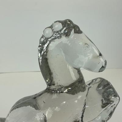 -300- LE SMITH | Clear Glass Horse Bookend Figure