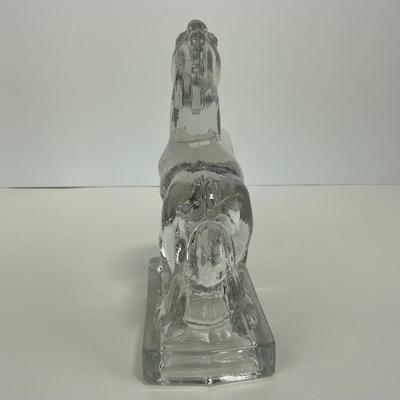 -300- LE SMITH | Clear Glass Horse Bookend Figure