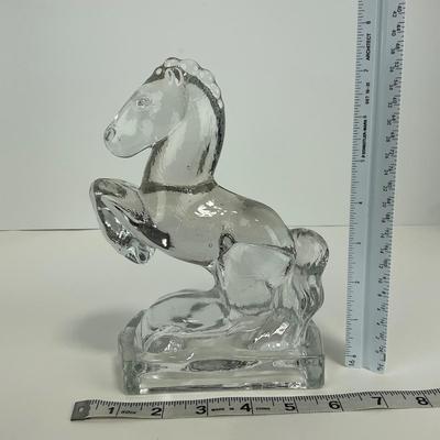 -300- LE SMITH | Clear Glass Horse Bookend Figure