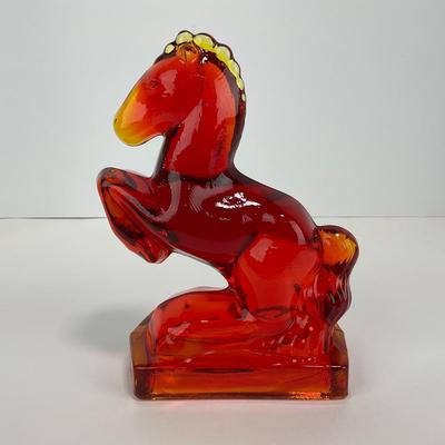 -301- LE SMITH | Red Amberina Rearing Horse Bookend Figure