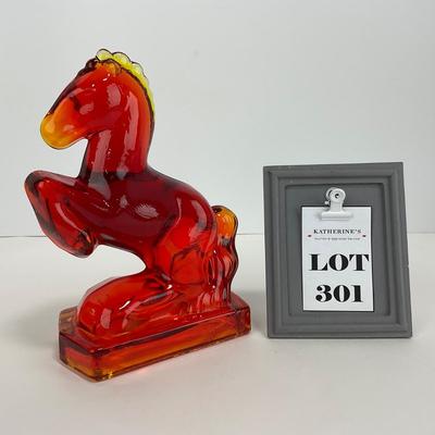-301- LE SMITH | Red Amberina Rearing Horse Bookend Figure