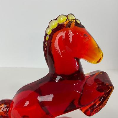 -301- LE SMITH | Red Amberina Rearing Horse Bookend Figure