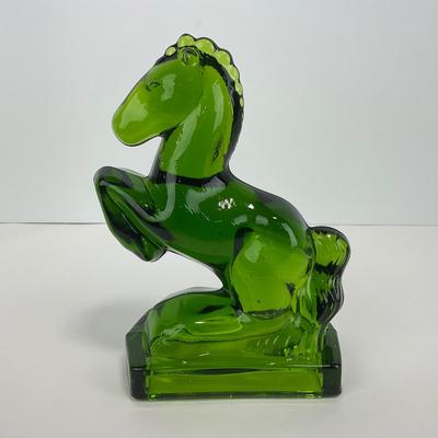 -302- LE SMITH | Rearing Horse Green Bookend Figure