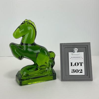-302- LE SMITH | Rearing Horse Green Bookend Figure