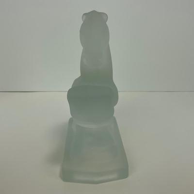 -303- FOSTORIA | Frosted Clear Glass Rearing Horse Bookend Figure