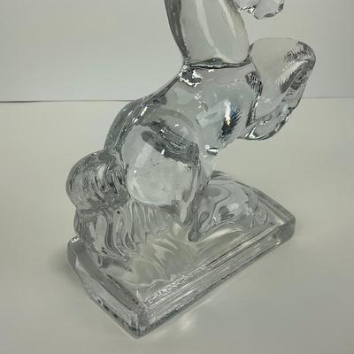 -304- FOSTORIA | Clear Glass Rearing Horse Bookend Figure