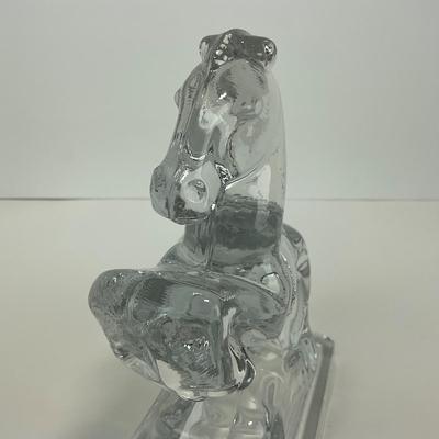 -304- FOSTORIA | Clear Glass Rearing Horse Bookend Figure