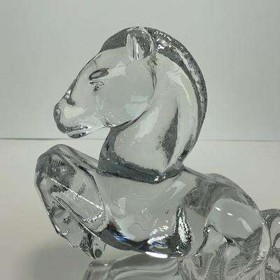 -304- FOSTORIA | Clear Glass Rearing Horse Bookend Figure