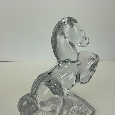 -304- FOSTORIA | Clear Glass Rearing Horse Bookend Figure